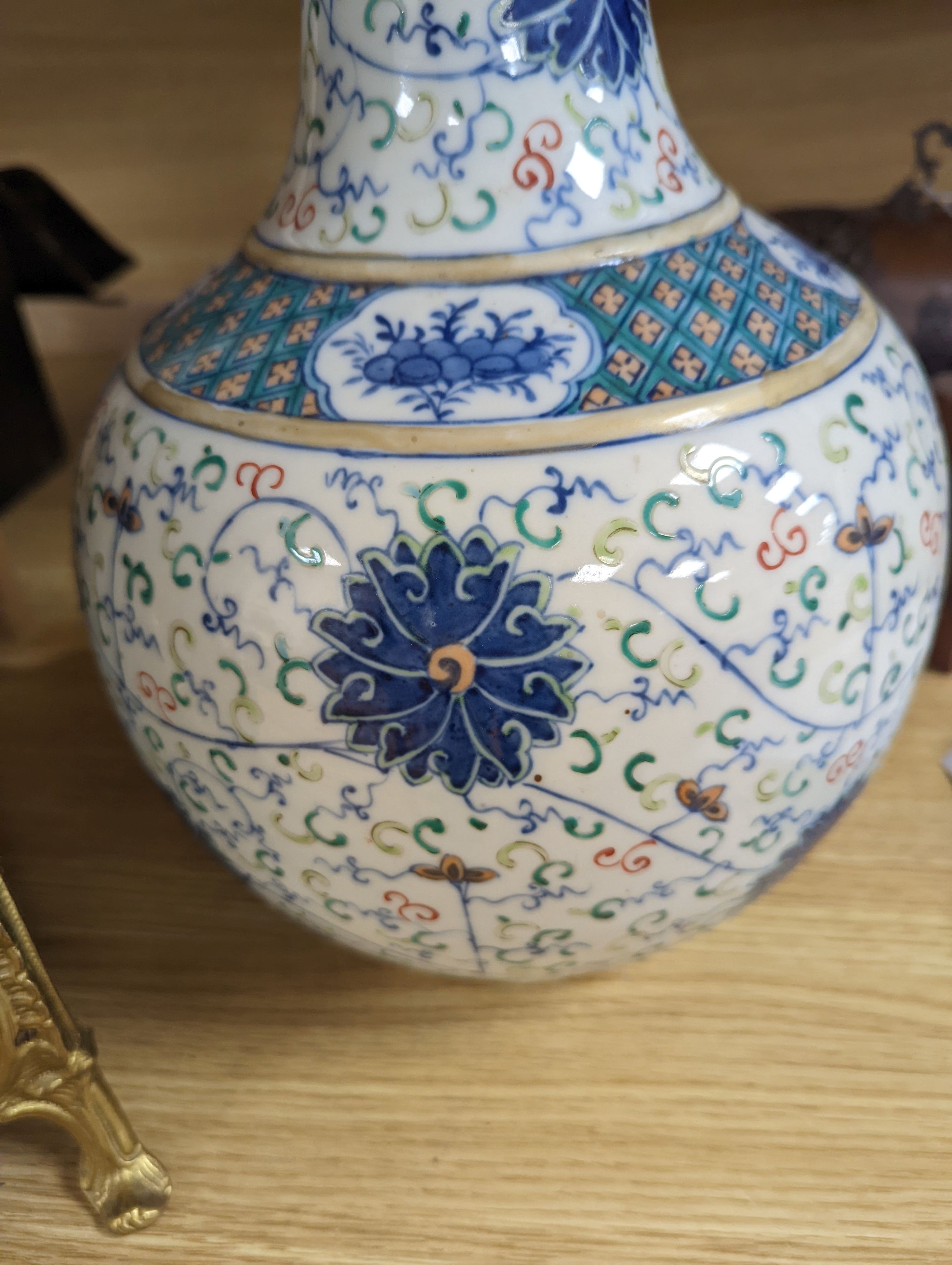 A Chinese doucai bottle vase - 39cm tall